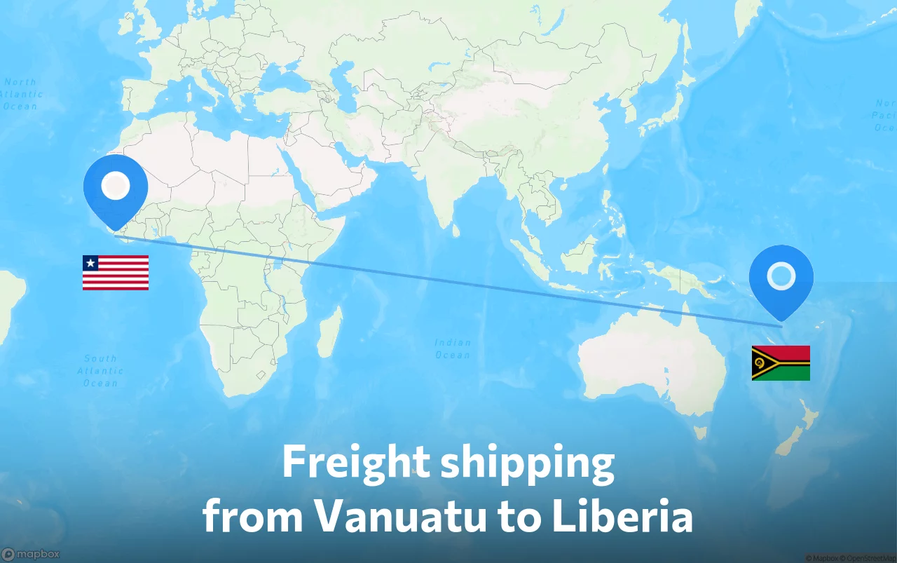 Shipping route from Vanuatu to Liberia