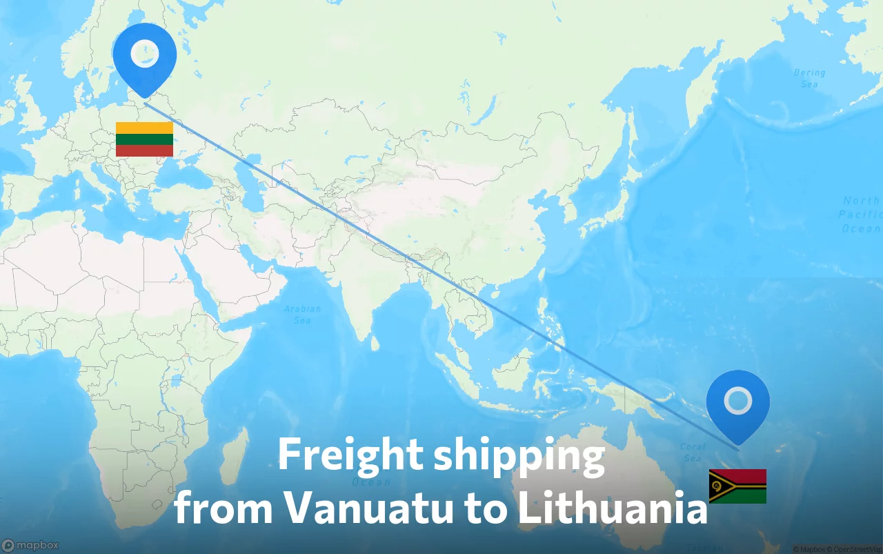 Shipping route from Vanuatu to Lithuania