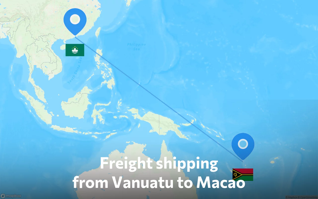 Shipping route from Vanuatu to Macao