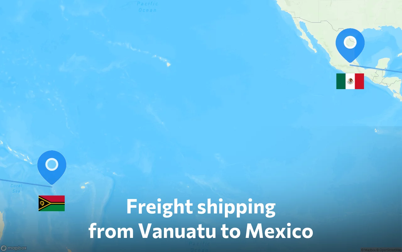 Shipping route from Vanuatu to Mexico