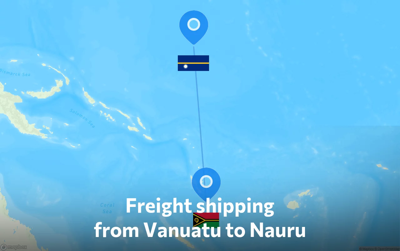 Shipping route from Vanuatu to Nauru