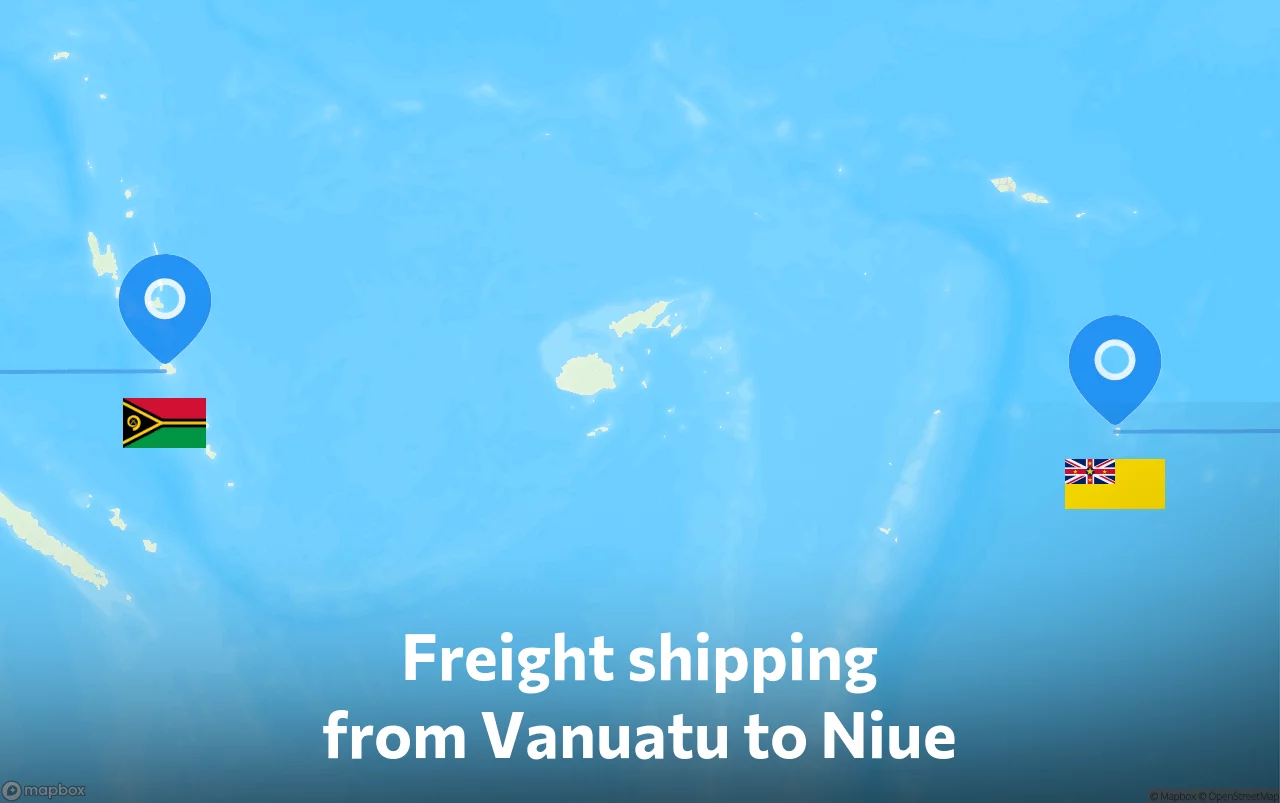 Shipping route from Vanuatu to Niue