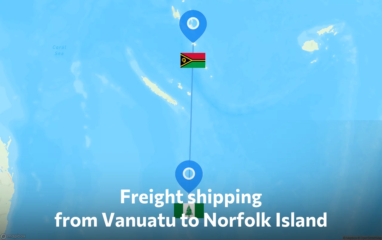 Shipping route from Vanuatu to Norfolk Island