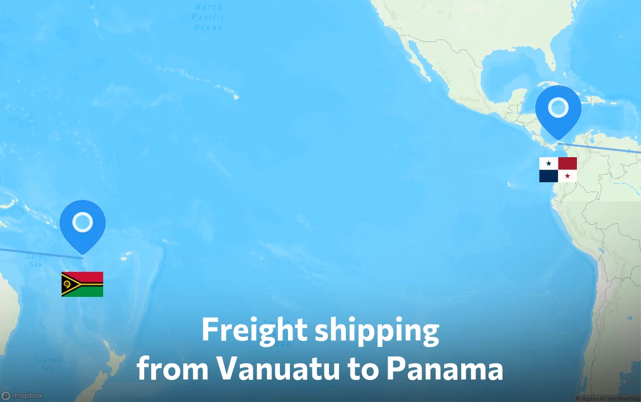 Shipping route from Vanuatu to Panama