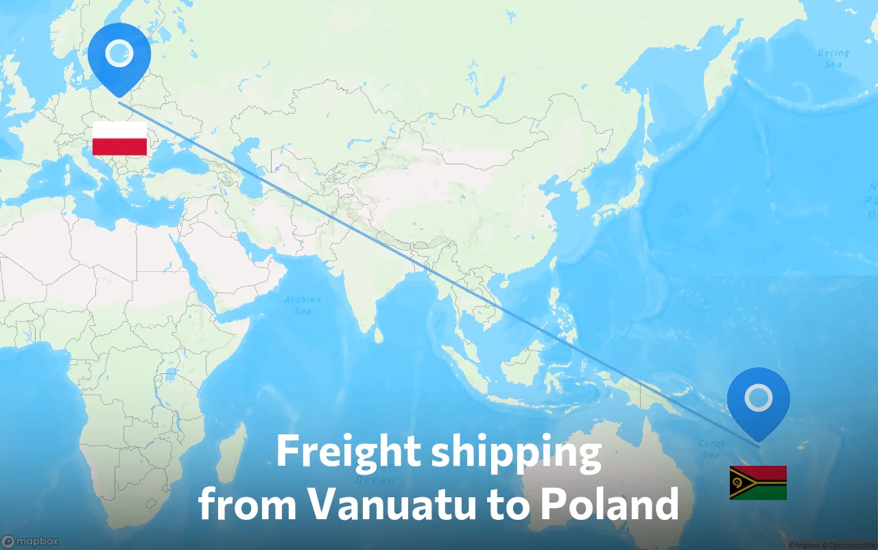 Shipping route from Vanuatu to Poland