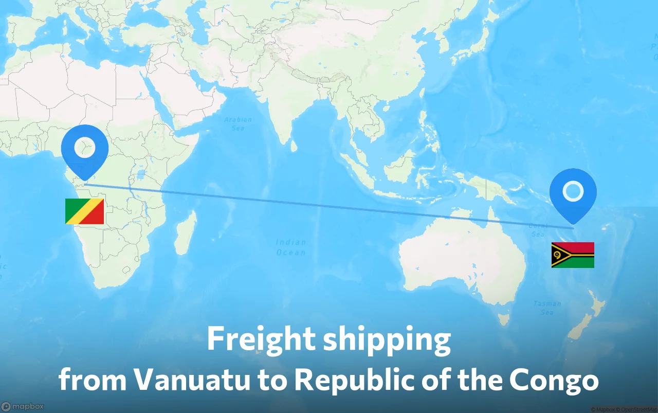Shipping route from Vanuatu to Republic of the Congo
