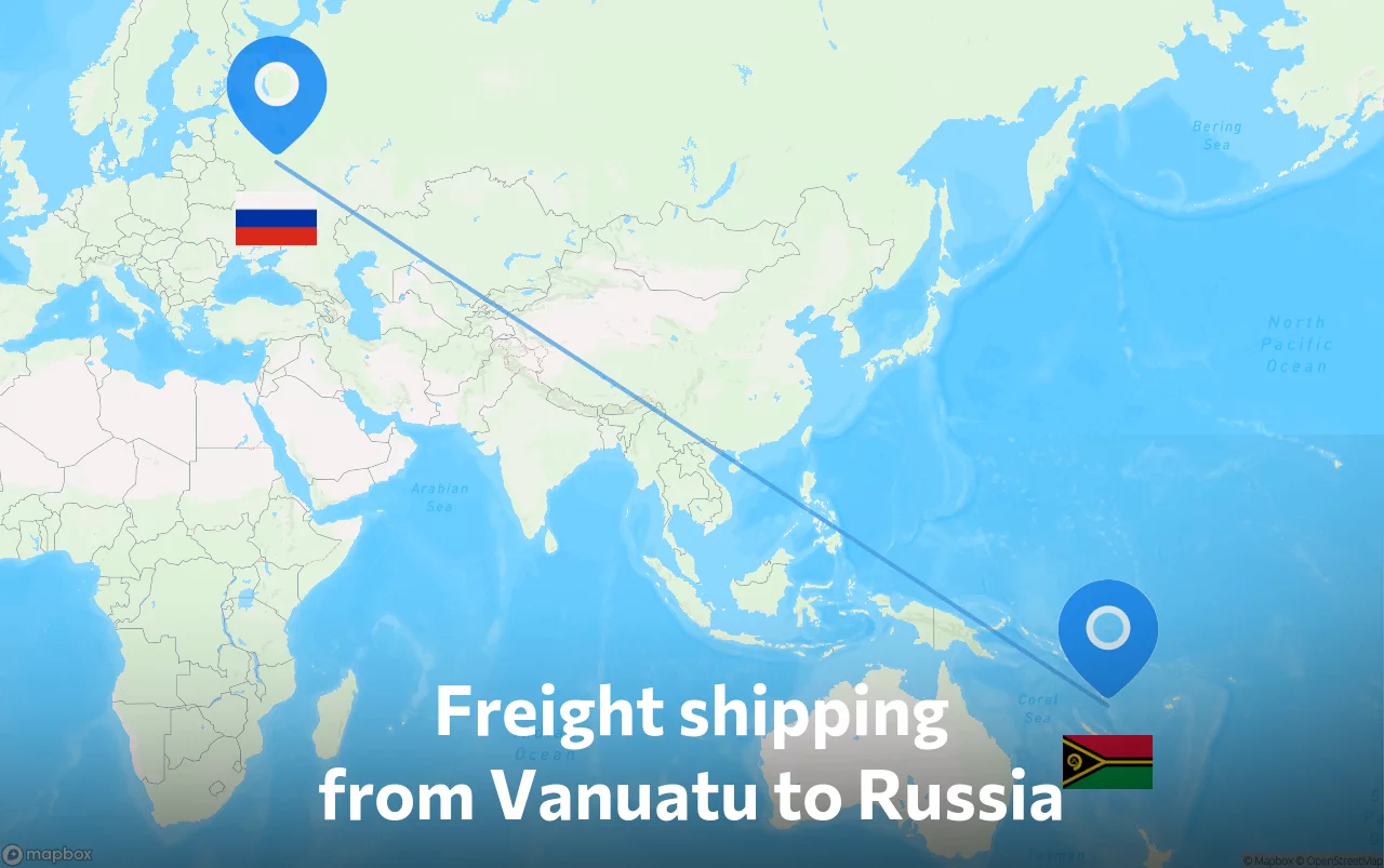 Shipping route from Vanuatu to Russia