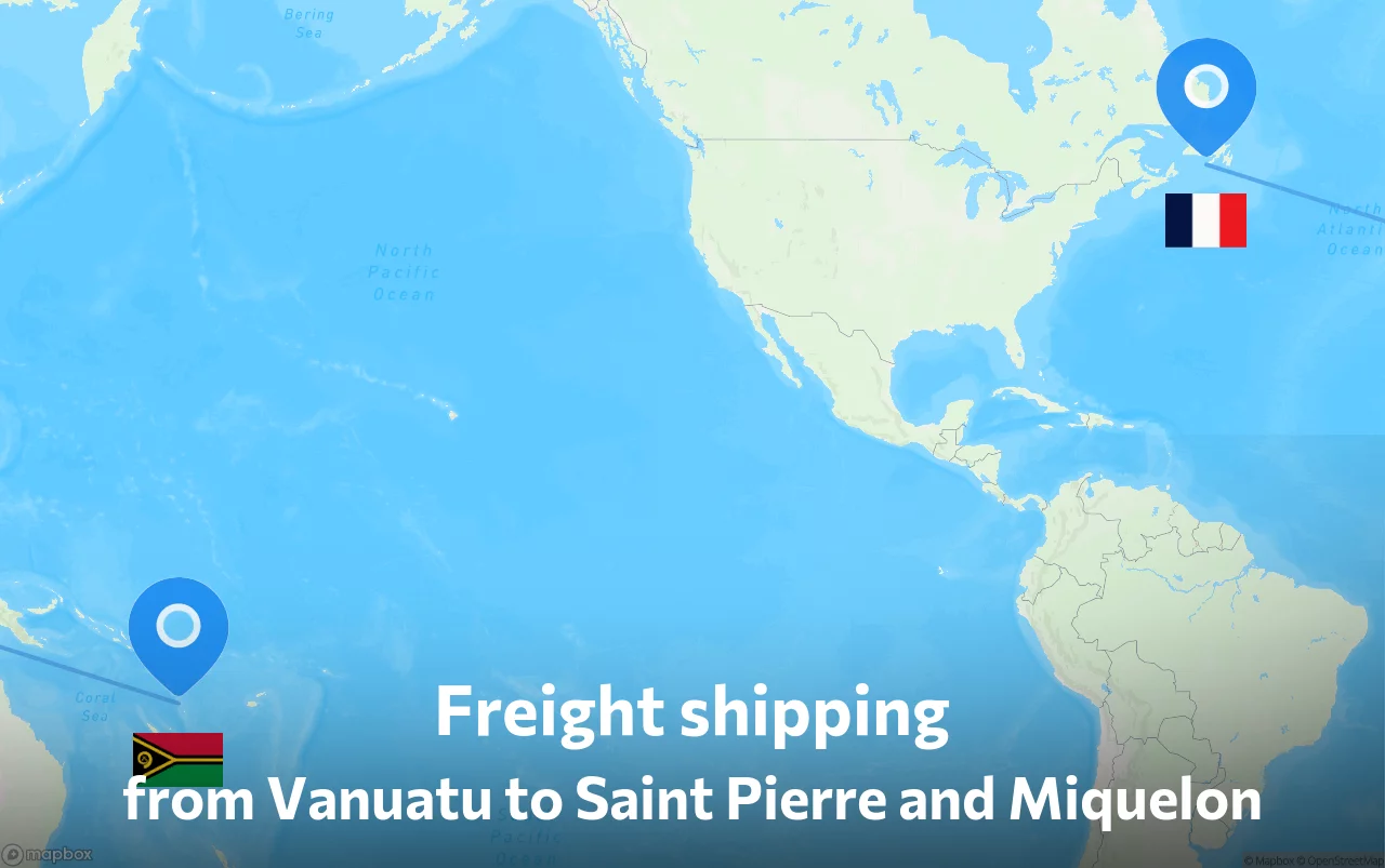 Shipping route from Vanuatu to Saint Pierre and Miquelon