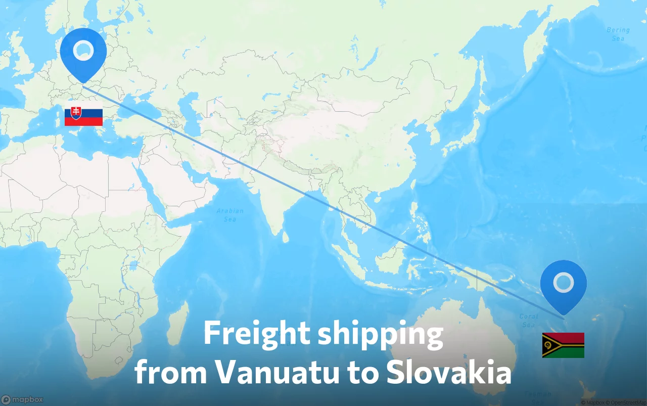 Shipping route from Vanuatu to Slovakia
