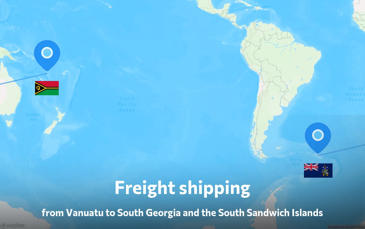 Shipping route from Vanuatu to South Georgia and the South Sandwich Islands