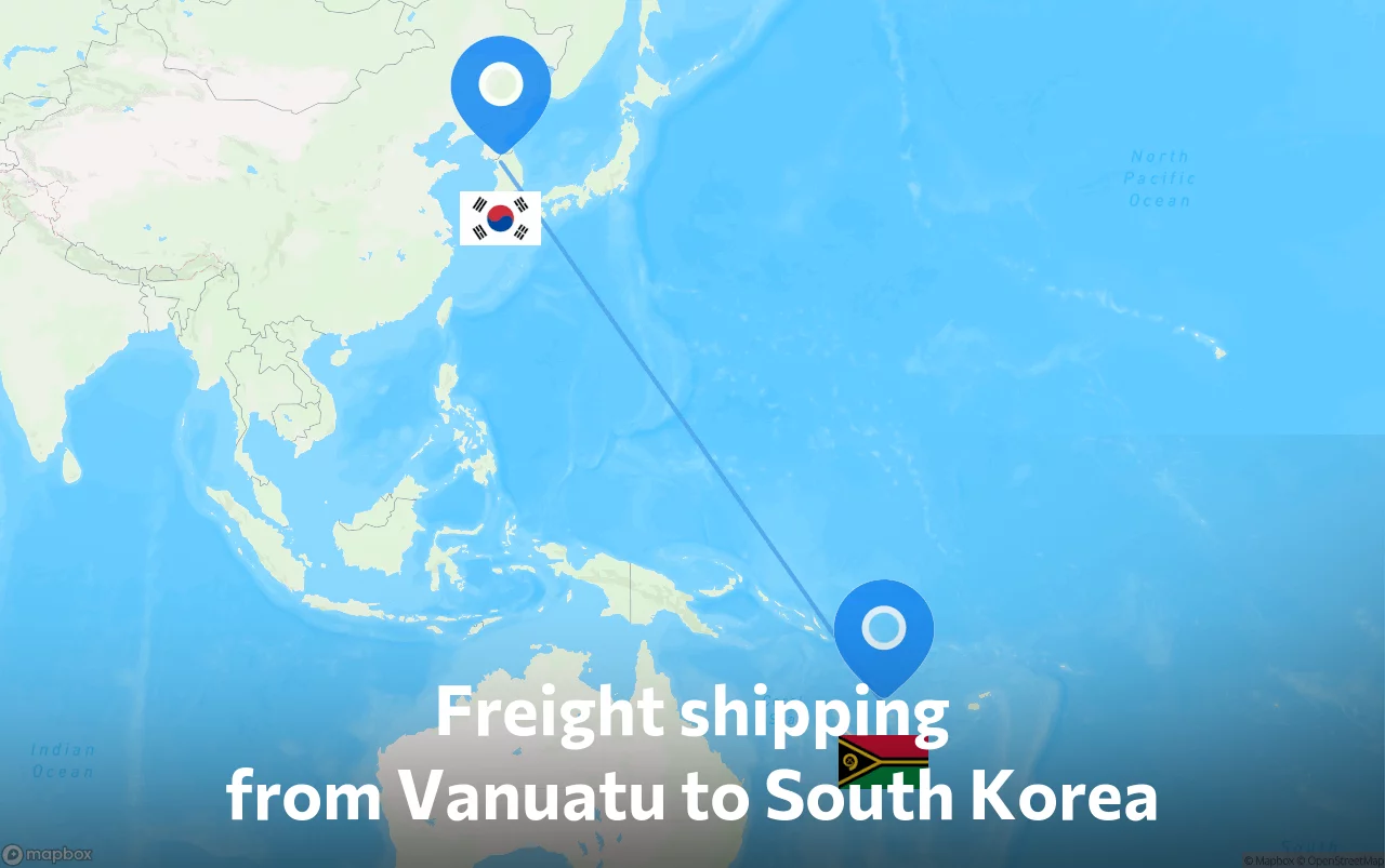 Shipping route from Vanuatu to South Korea