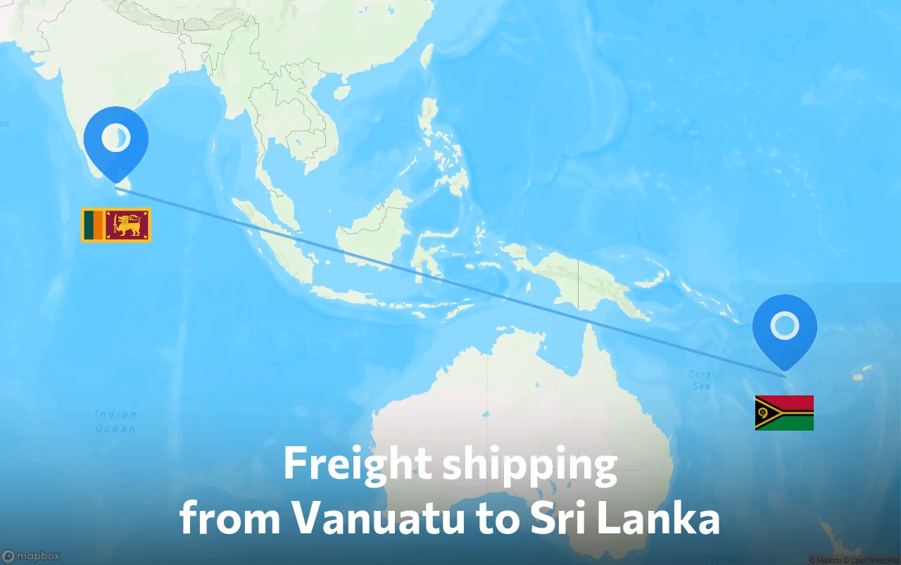 Shipping route from Vanuatu to Sri Lanka