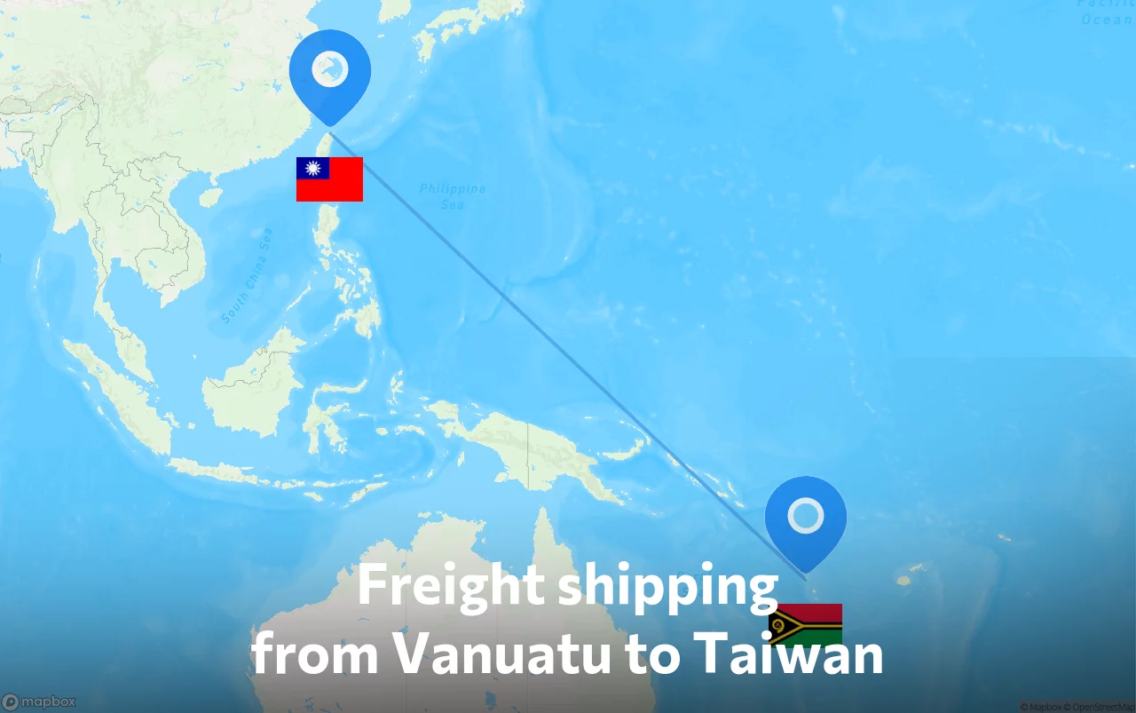 Shipping route from Vanuatu to Taiwan