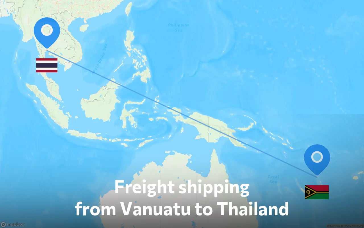 Shipping route from Vanuatu to Thailand