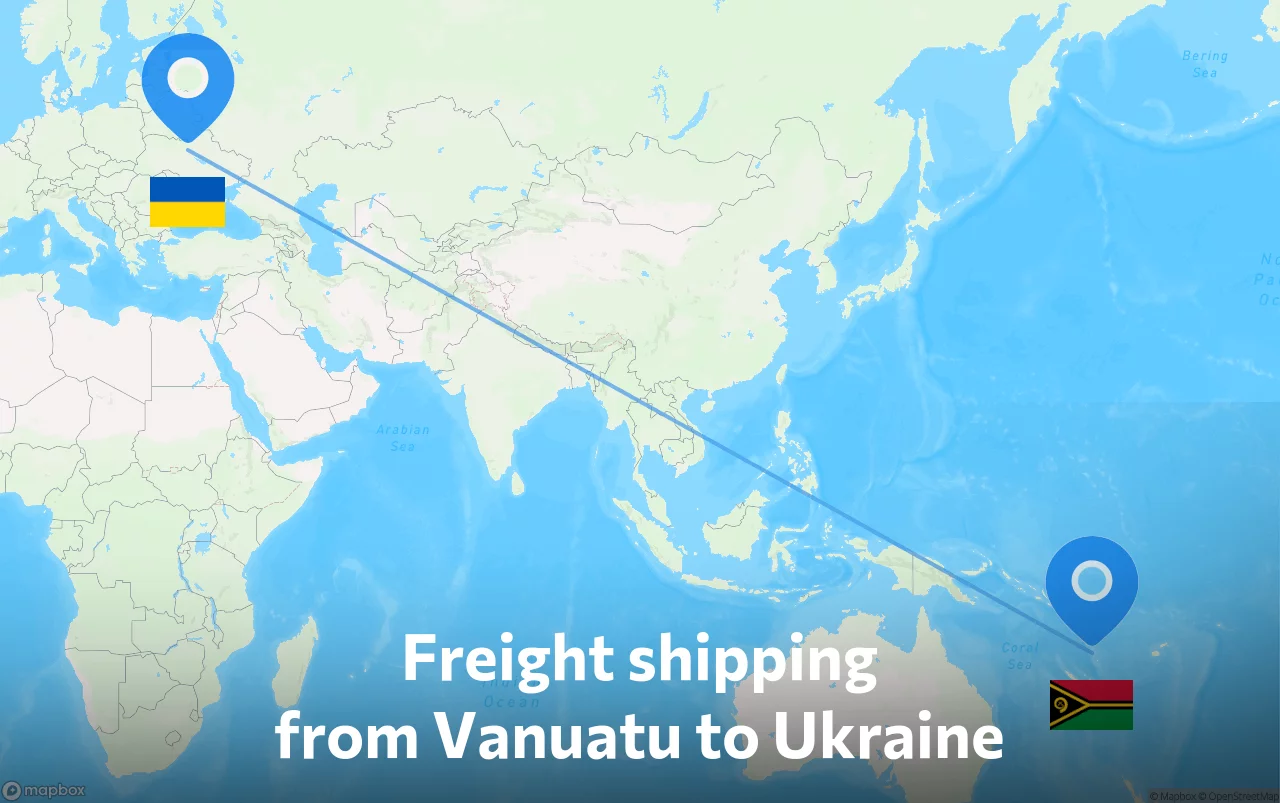 Shipping route from Vanuatu to Ukraine