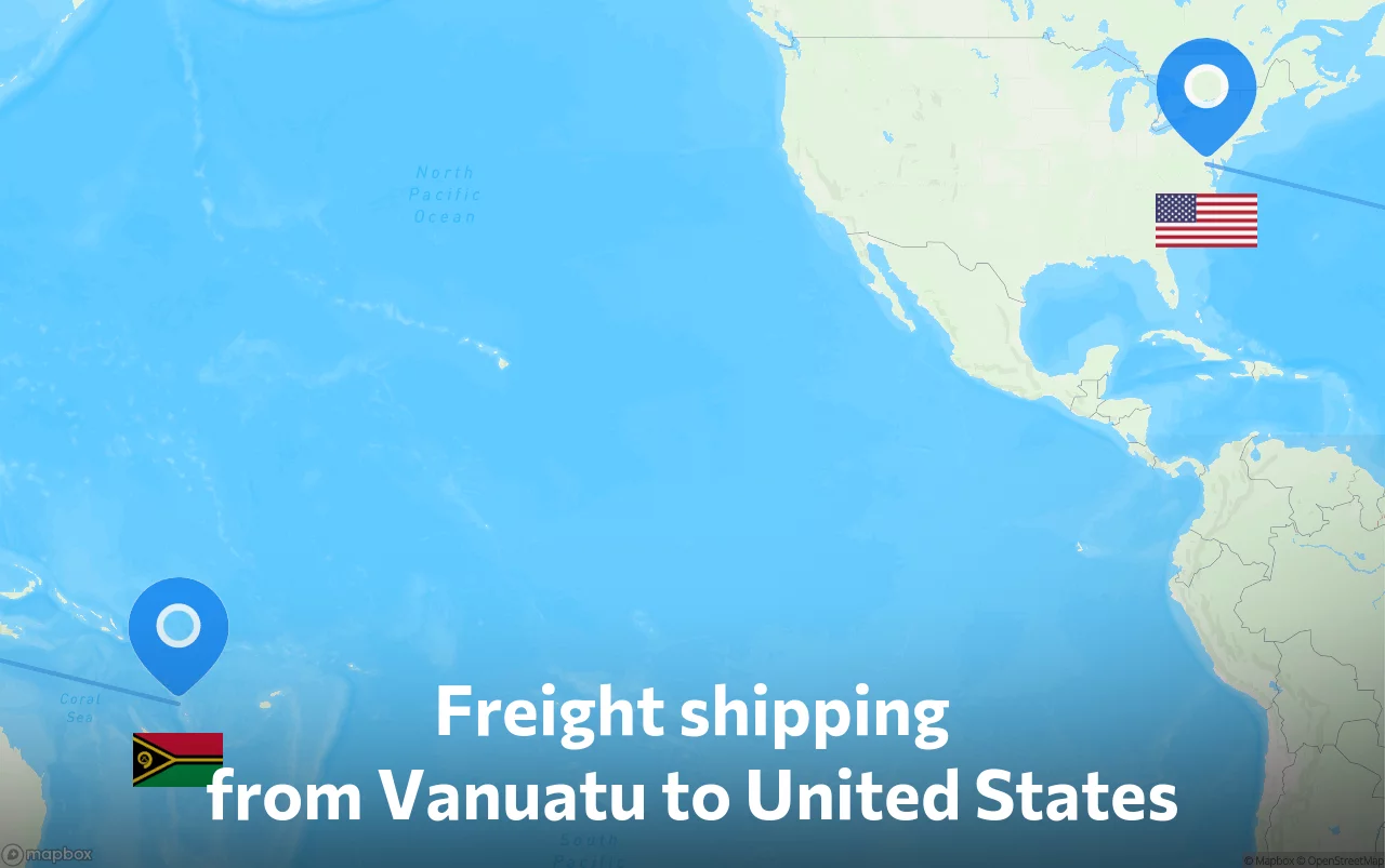 Shipping route from Vanuatu to United States