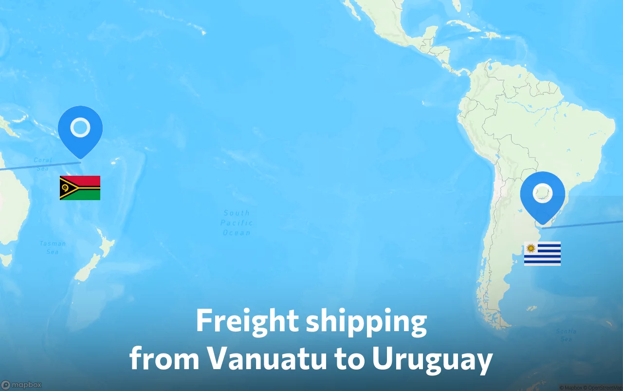 Shipping route from Vanuatu to Uruguay