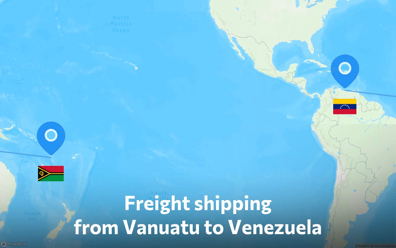 Shipping route from Vanuatu to Venezuela