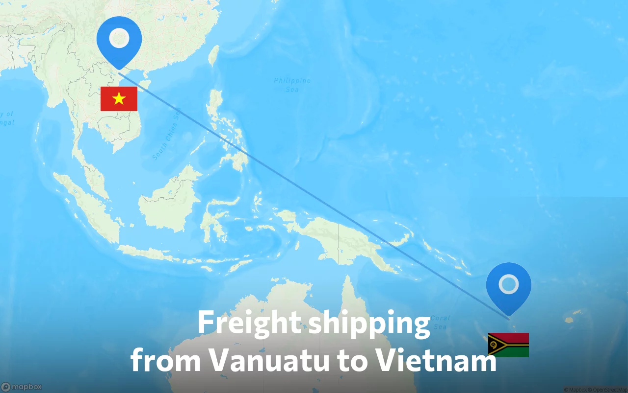 Shipping route from Vanuatu to Vietnam