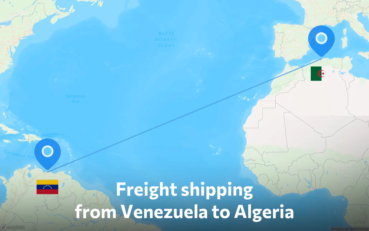 Shipping route from Venezuela to Algeria