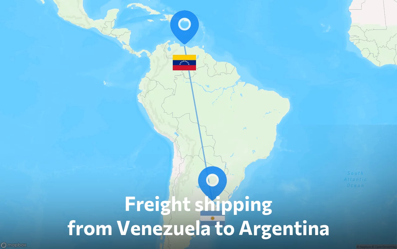 Shipping route from Venezuela to Argentina