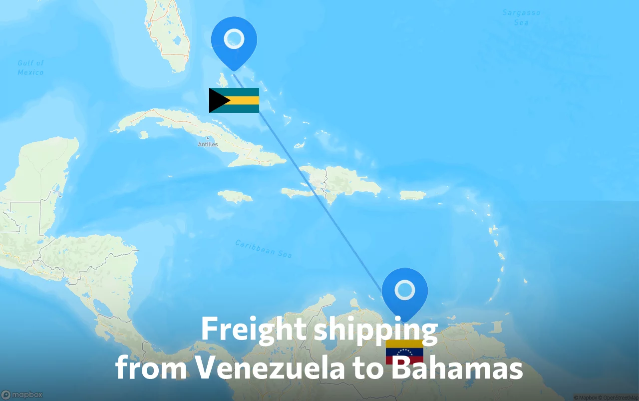 Shipping route from Venezuela to Bahamas