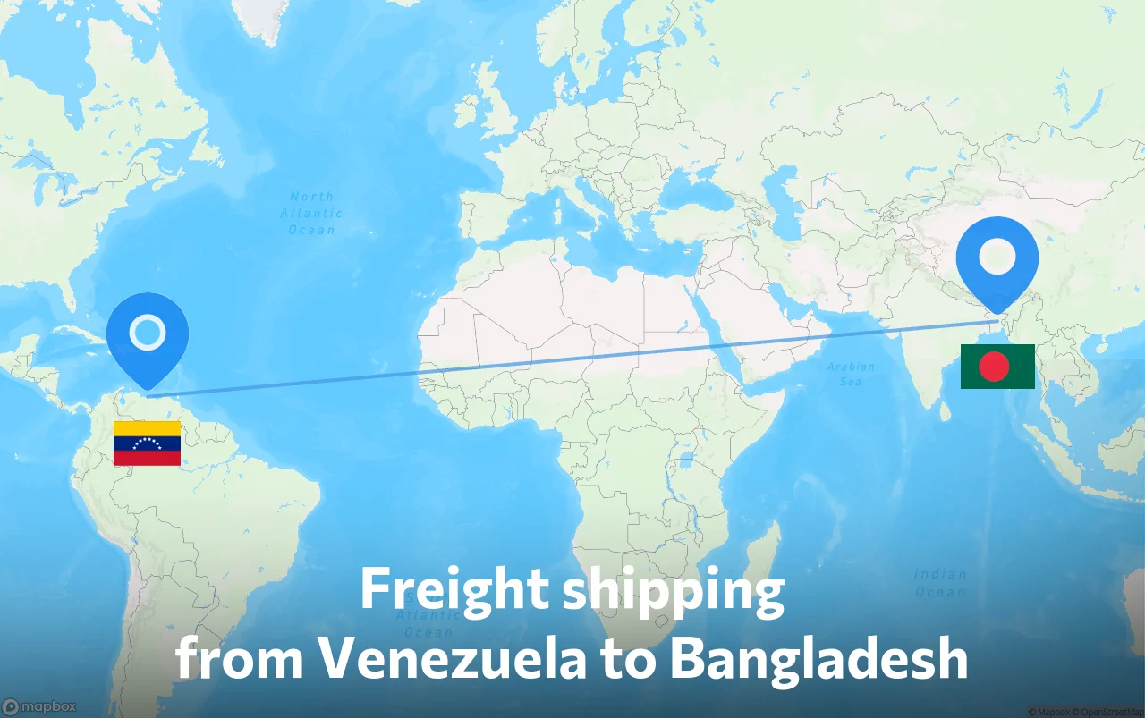 Shipping route from Venezuela to Bangladesh