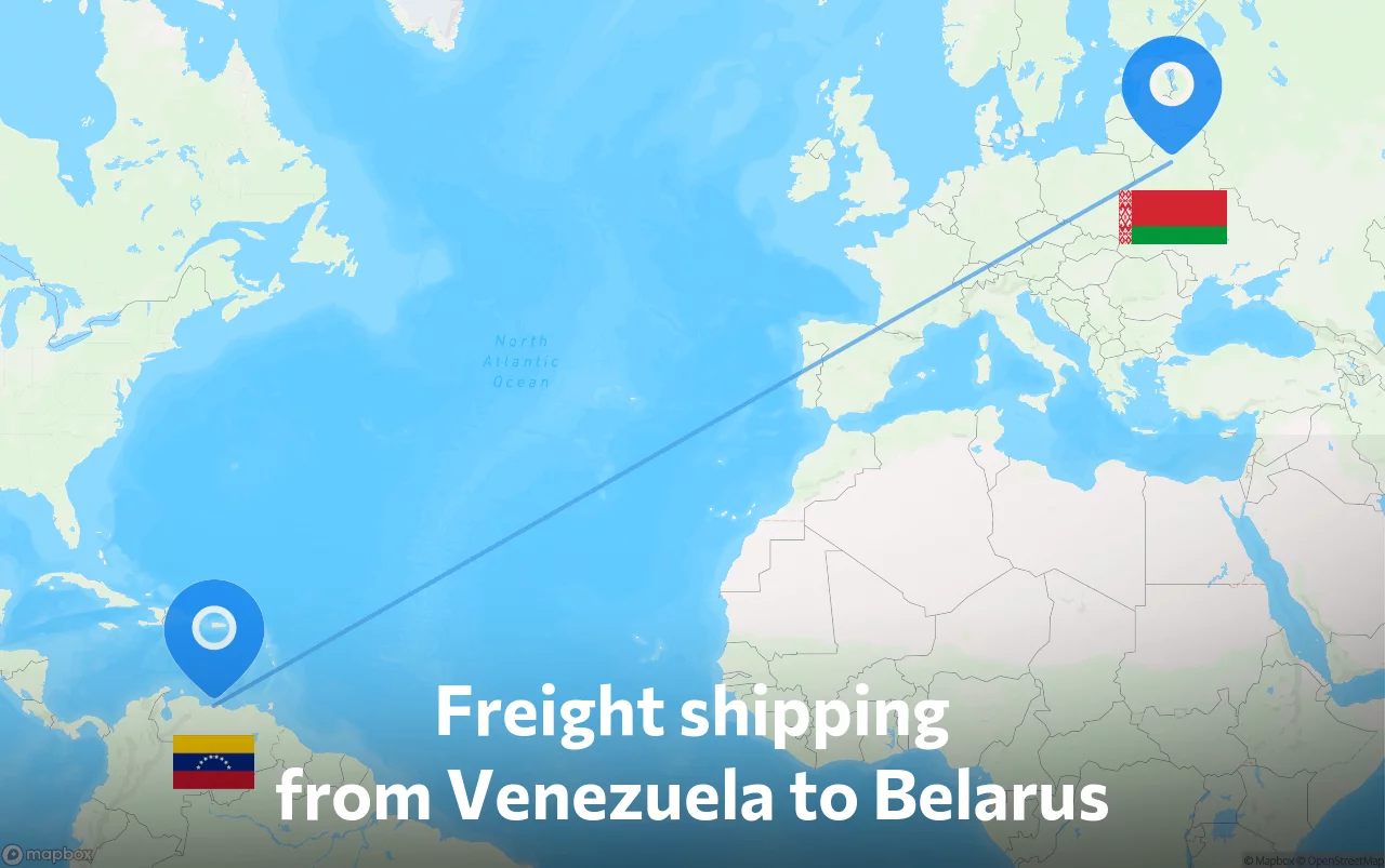 Shipping route from Venezuela to Belarus