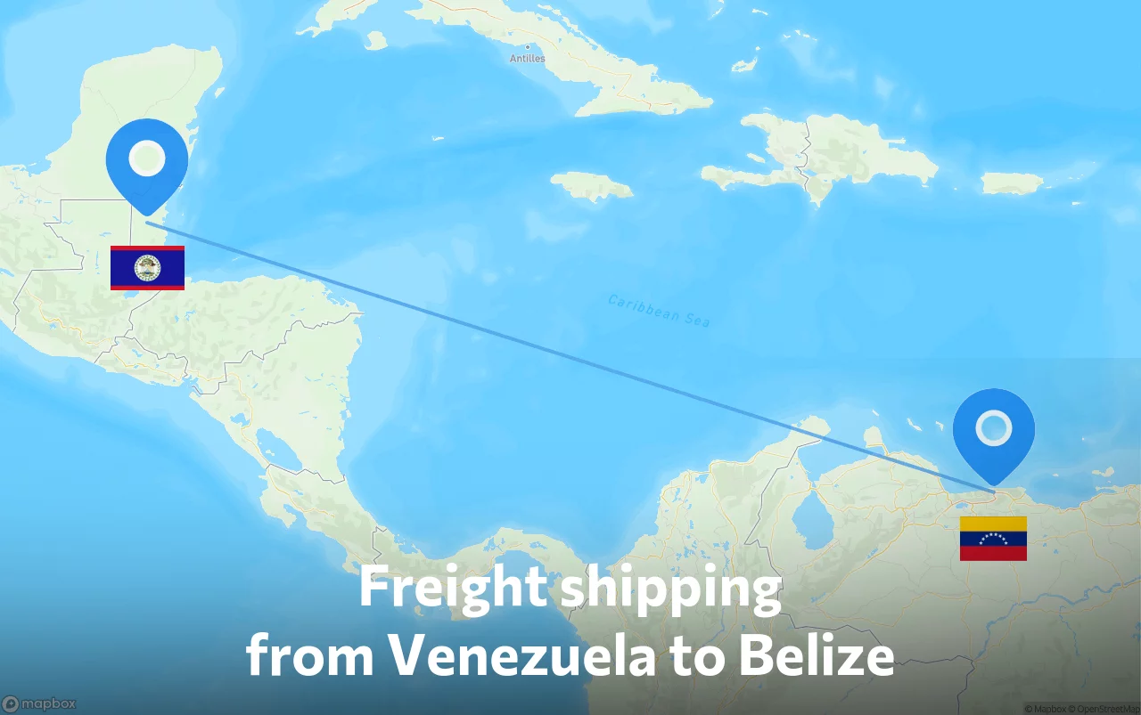 Shipping route from Venezuela to Belize
