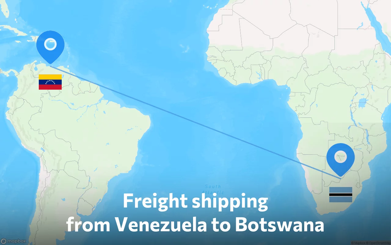 Shipping route from Venezuela to Botswana