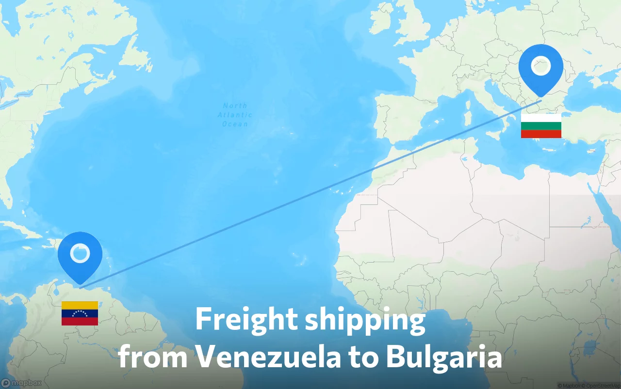 Shipping route from Venezuela to Bulgaria