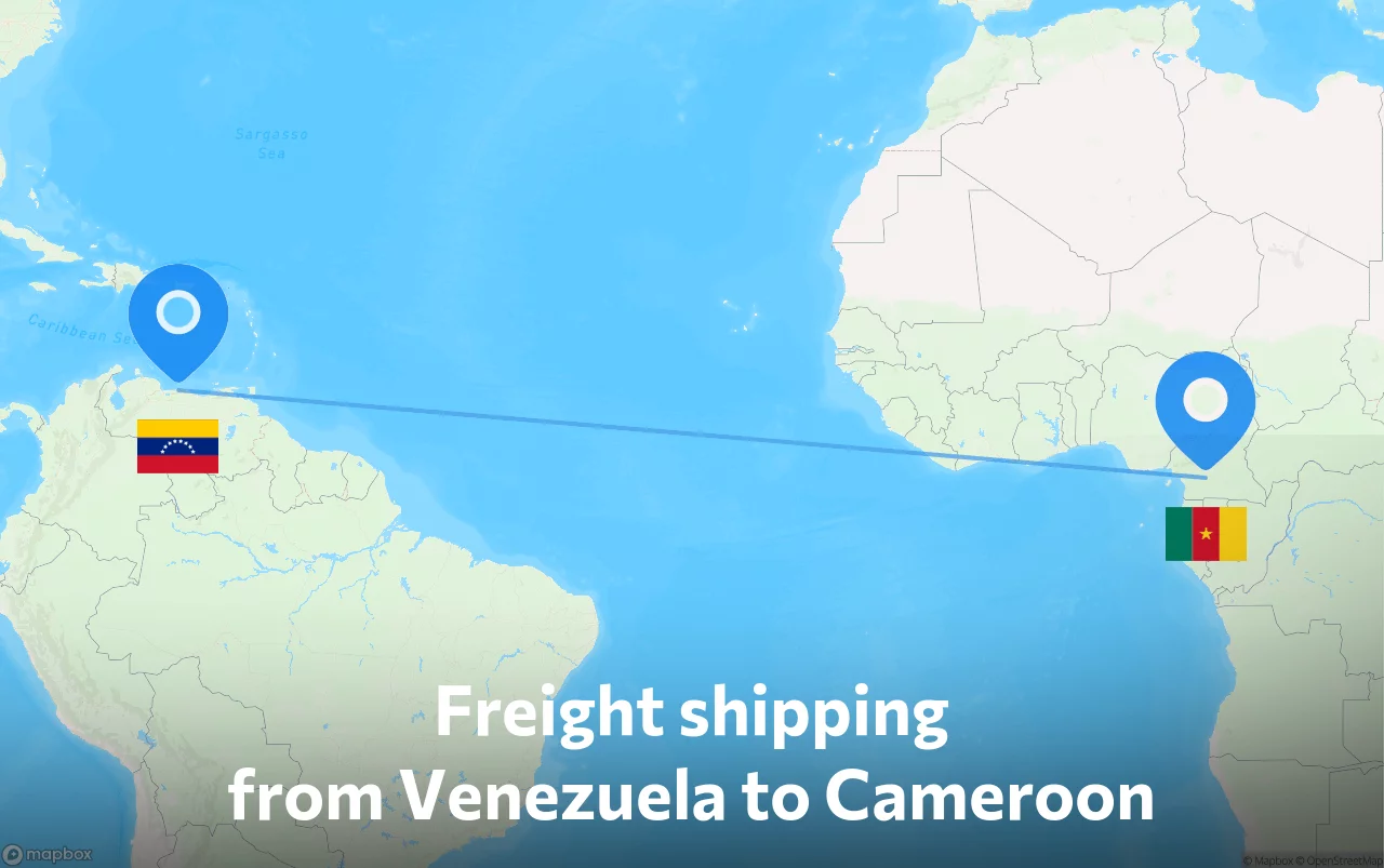 Shipping route from Venezuela to Cameroon