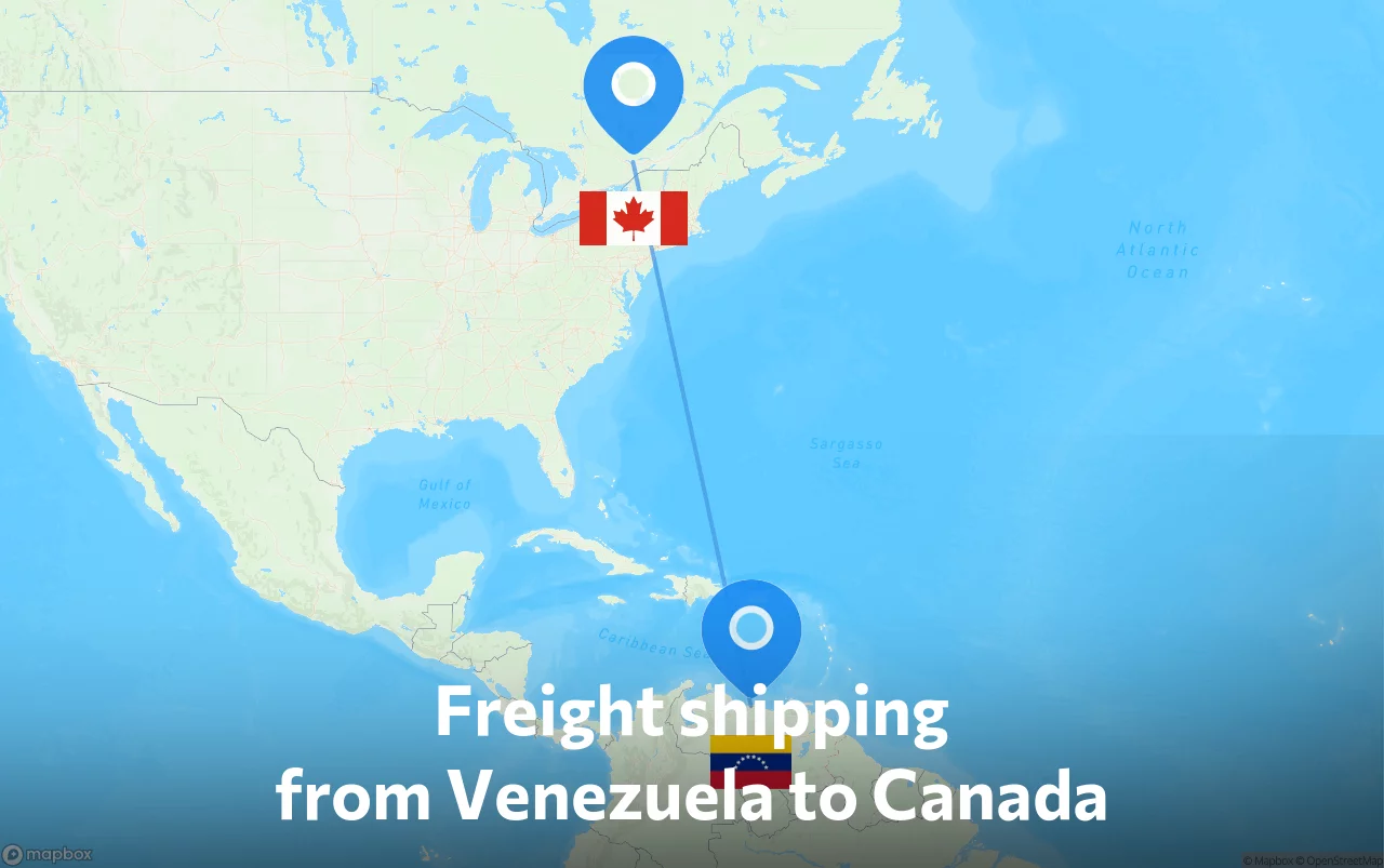Shipping route from Venezuela to Canada
