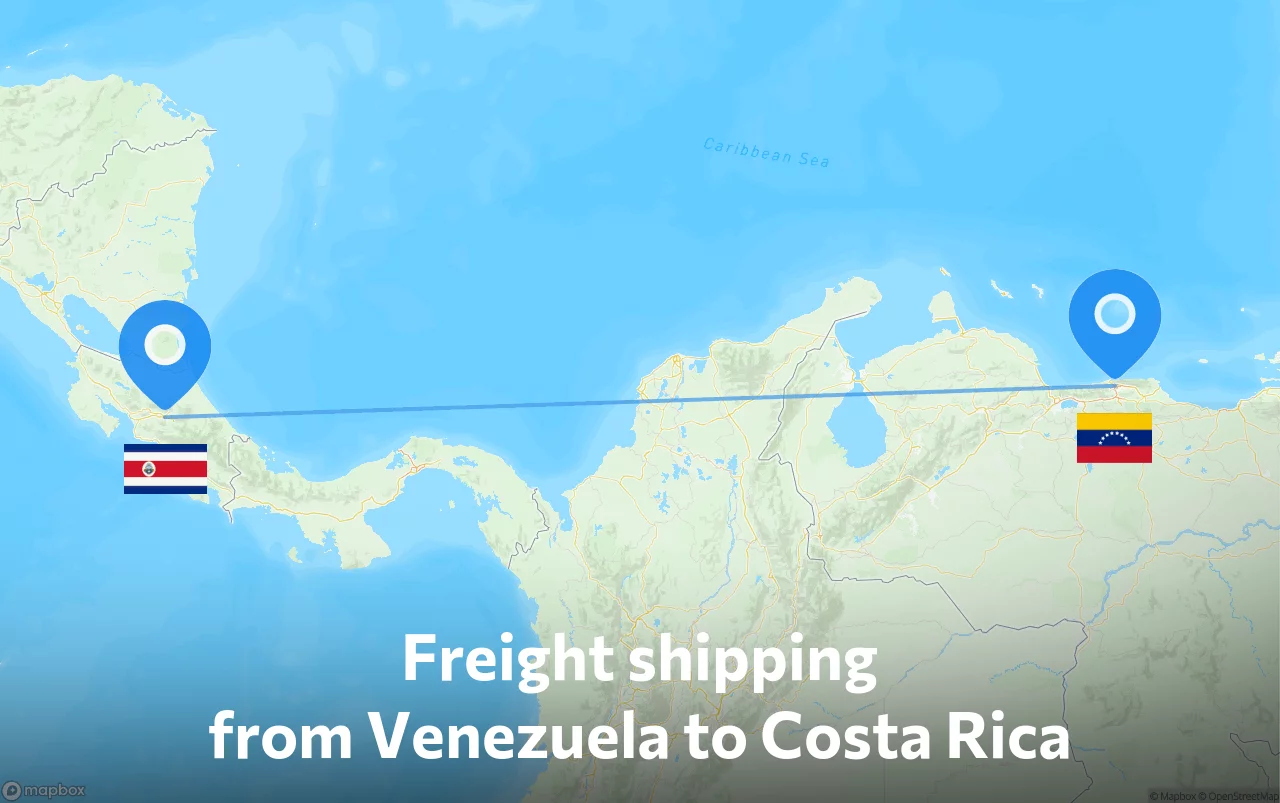 Shipping route from Venezuela to Costa Rica