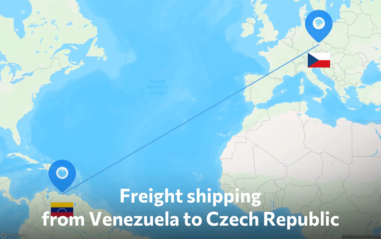 Shipping route from Venezuela to Czech Republic