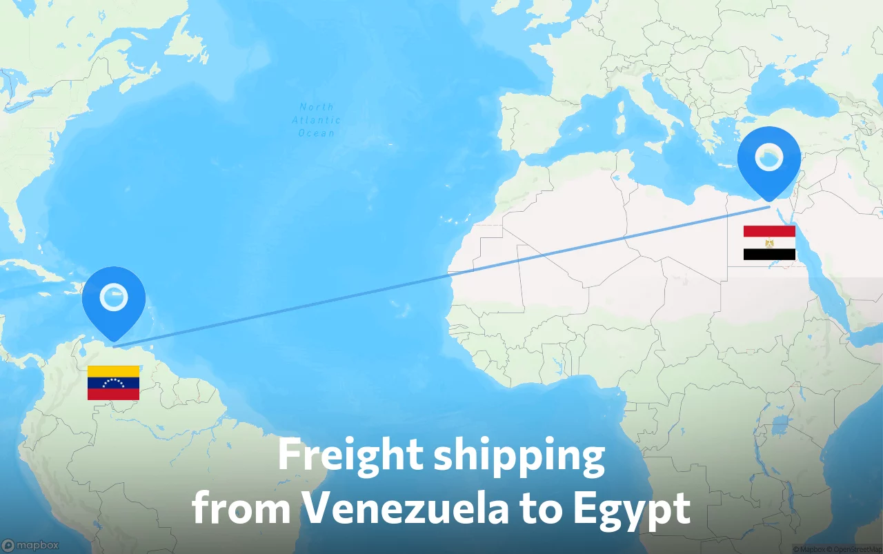 Shipping route from Venezuela to Egypt
