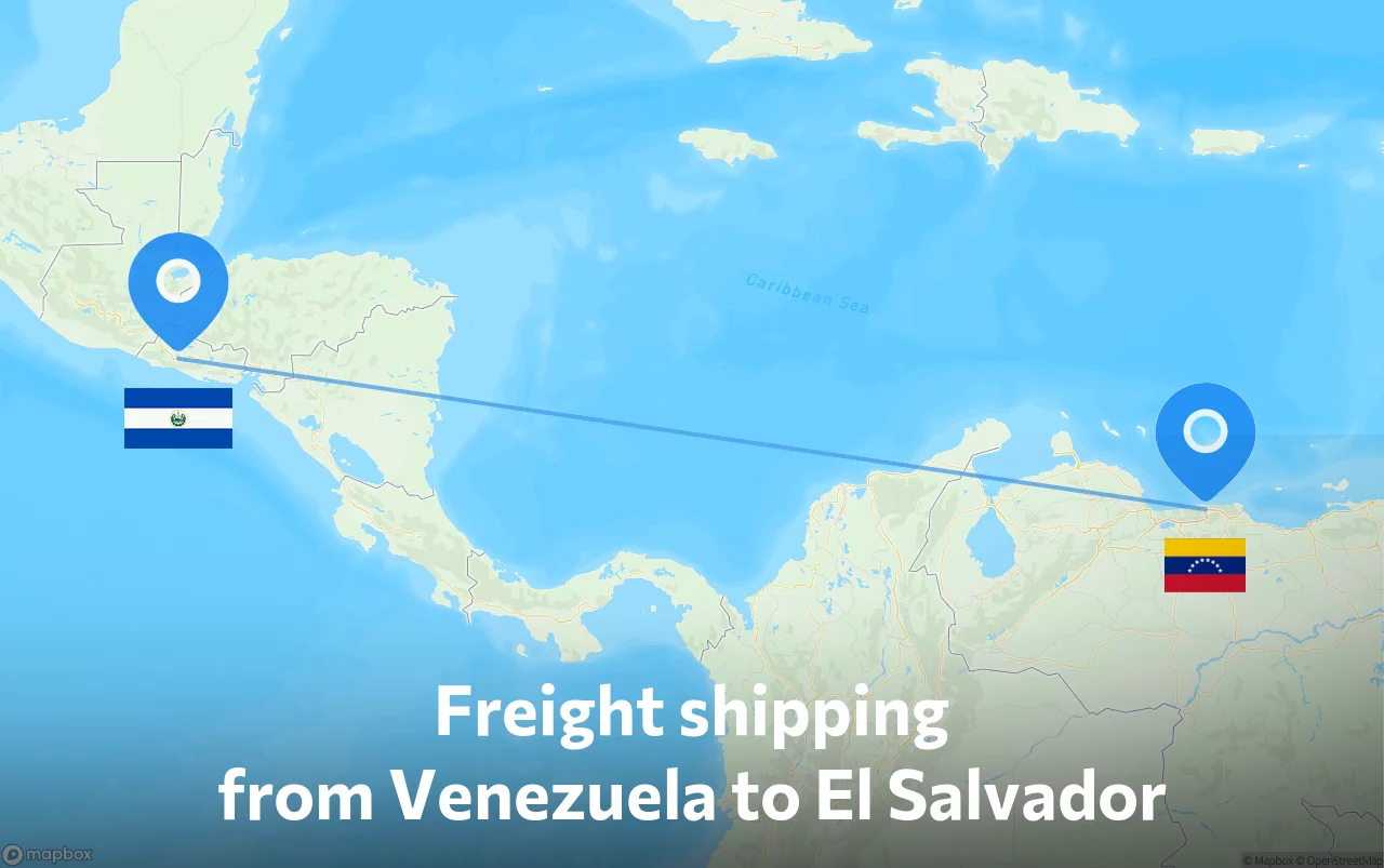 Shipping route from Venezuela to El Salvador