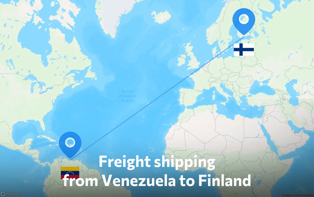 Shipping route from Venezuela to Finland