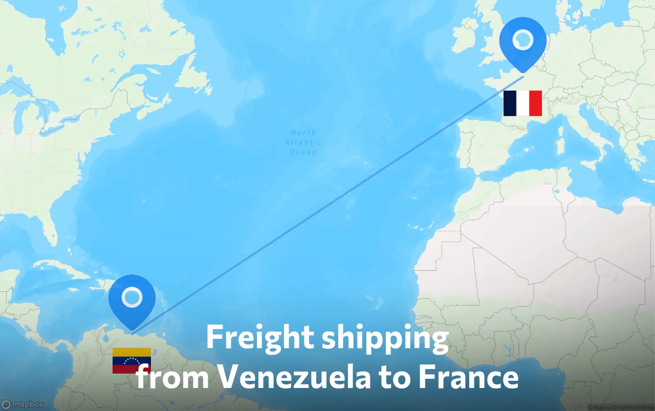 Shipping route from Venezuela to France