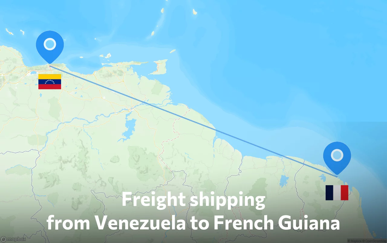 Shipping route from Venezuela to French Guiana