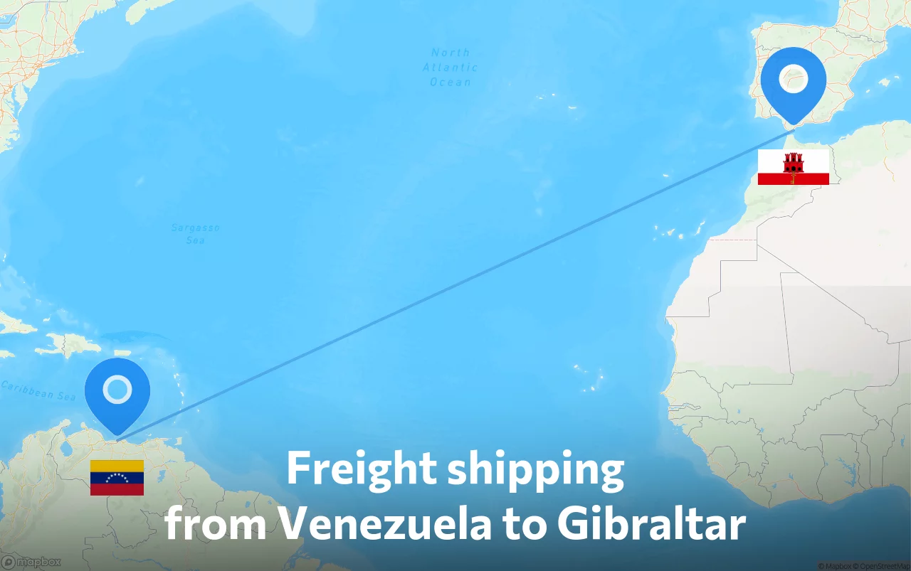 Shipping route from Venezuela to Gibraltar