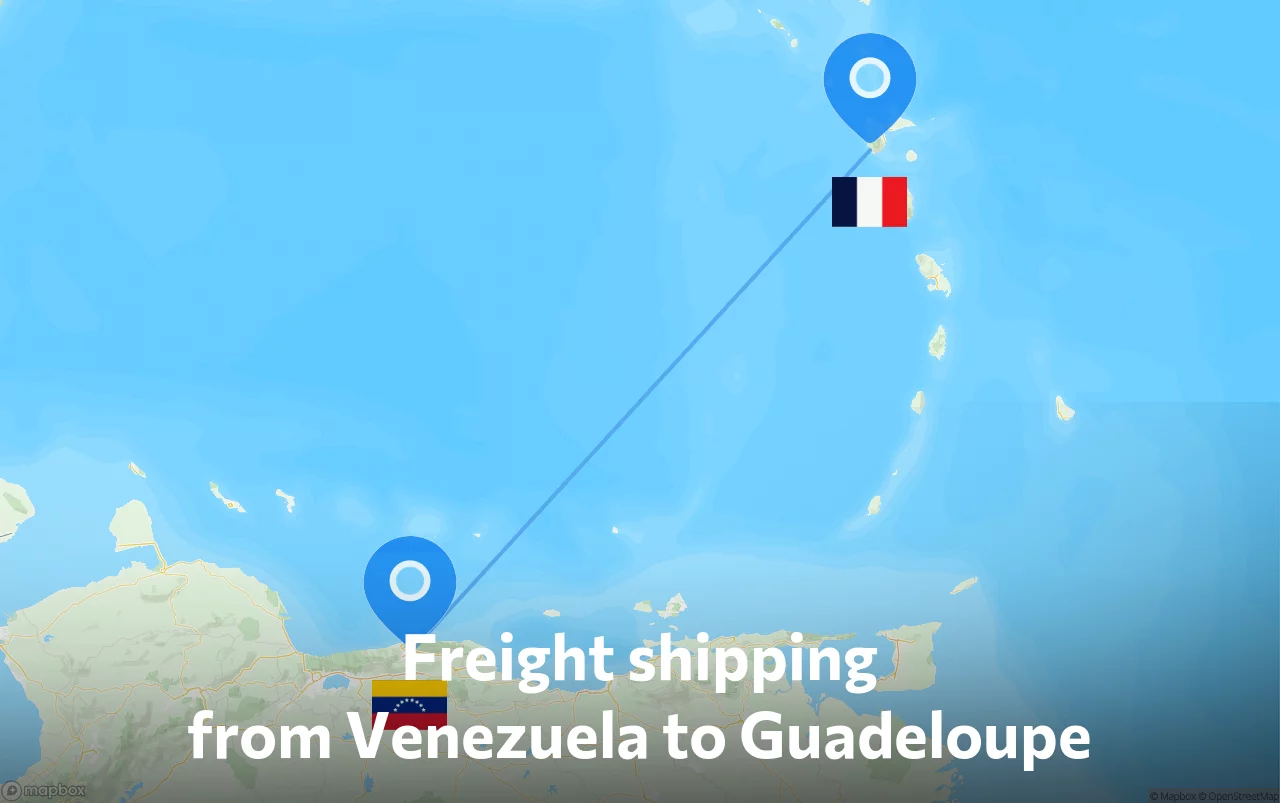 Shipping route from Venezuela to Guadeloupe