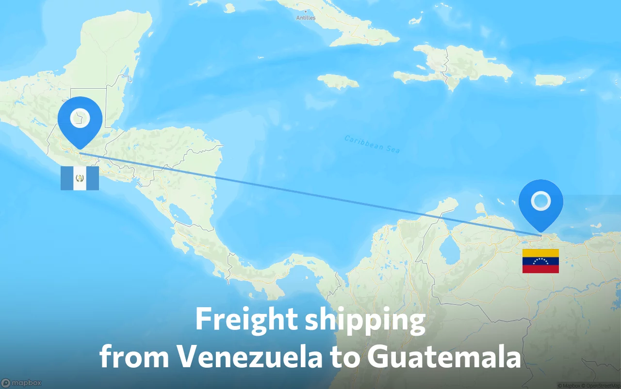 Shipping route from Venezuela to Guatemala