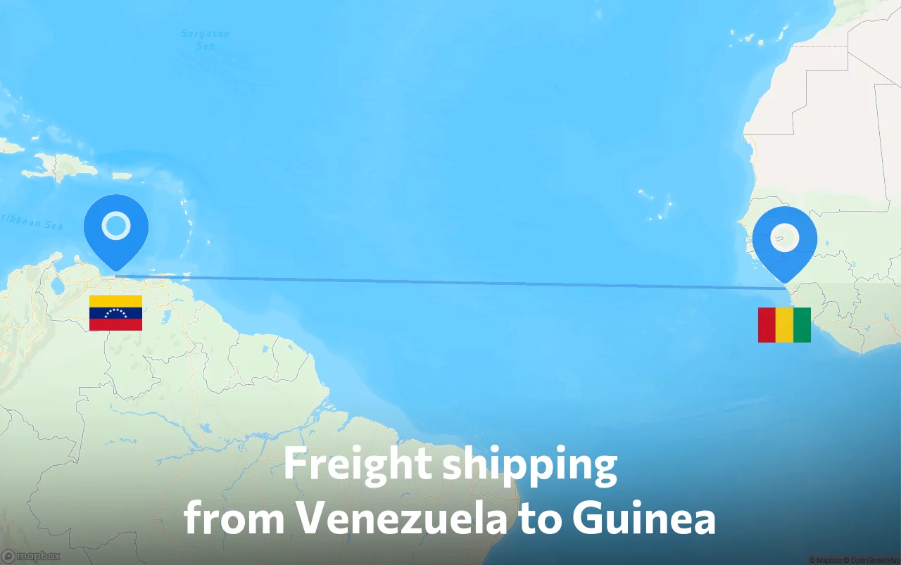 Shipping route from Venezuela to Guinea