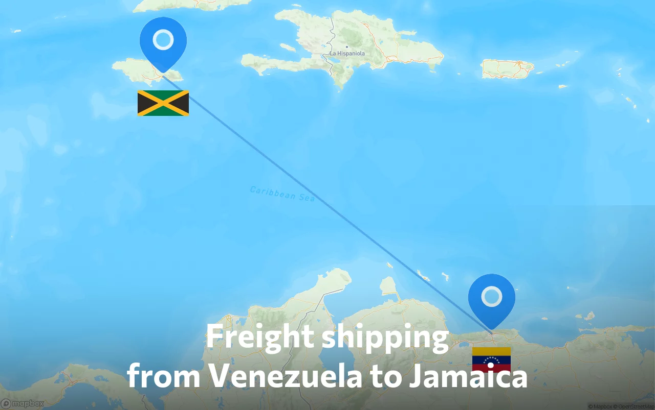 Shipping route from Venezuela to Jamaica