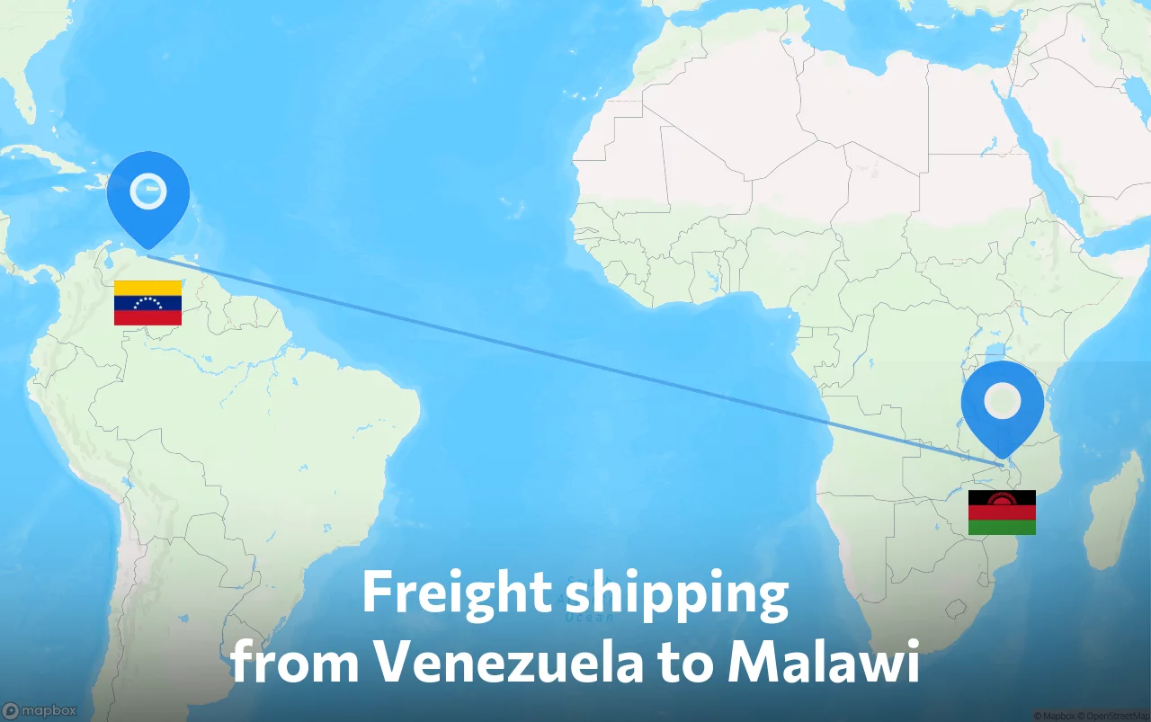 Shipping route from Venezuela to Malawi