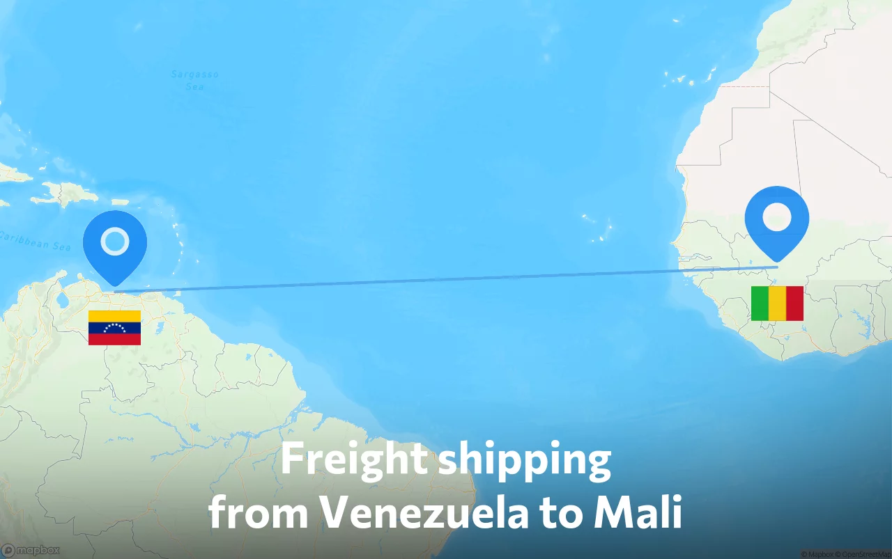 Shipping route from Venezuela to Mali