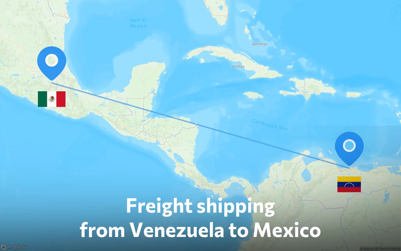 Shipping route from Venezuela to Mexico