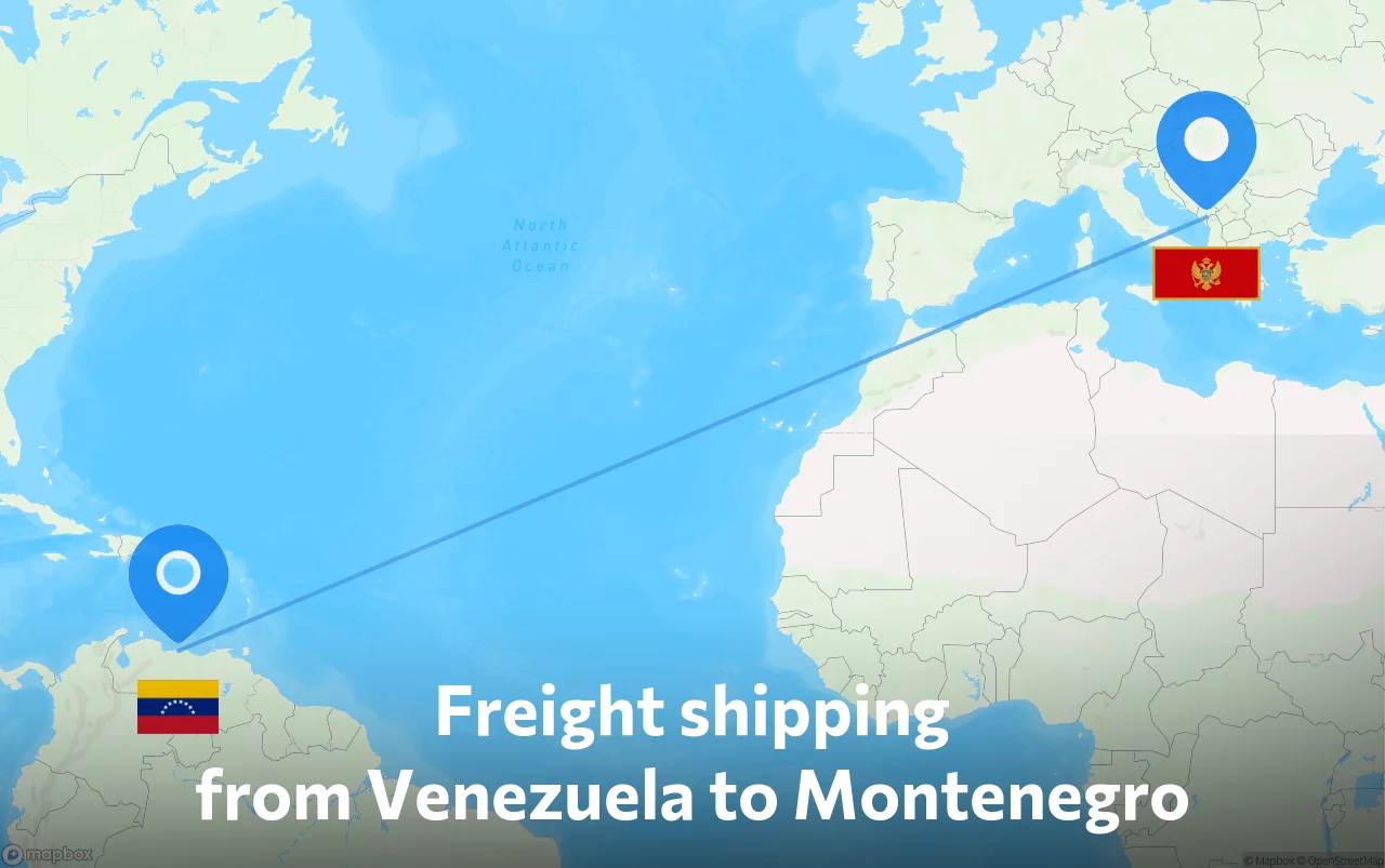 Shipping route from Venezuela to Montenegro