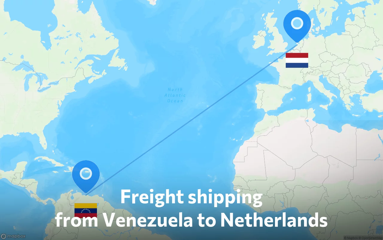 Shipping route from Venezuela to Netherlands